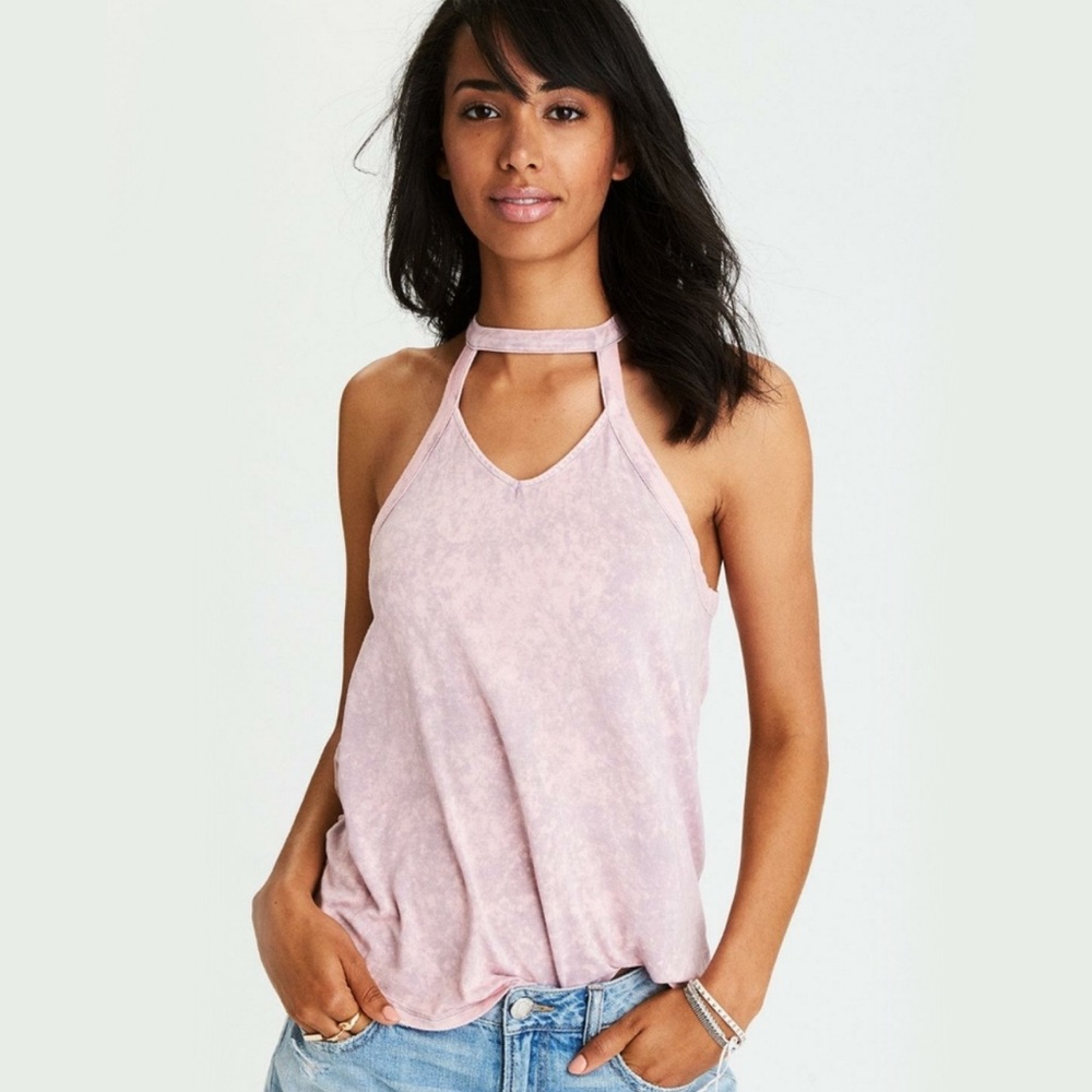American Eagle pink cutout shirt